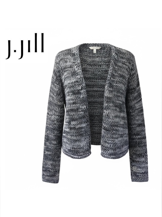 J. Jill Sweaters - J. Jill Chunky Marled Blue Cotton Open Front Cardigan Sweater Women Size Small